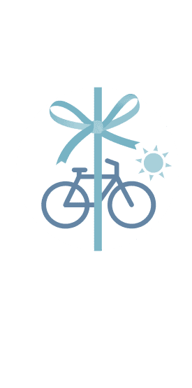 Icon mit einem Fahrrad und Sonne als Geschenk verpackt, welches das Sommer-Angebot in Sachsen-Anhalt im Hotel Elbebrücke symbolisiert